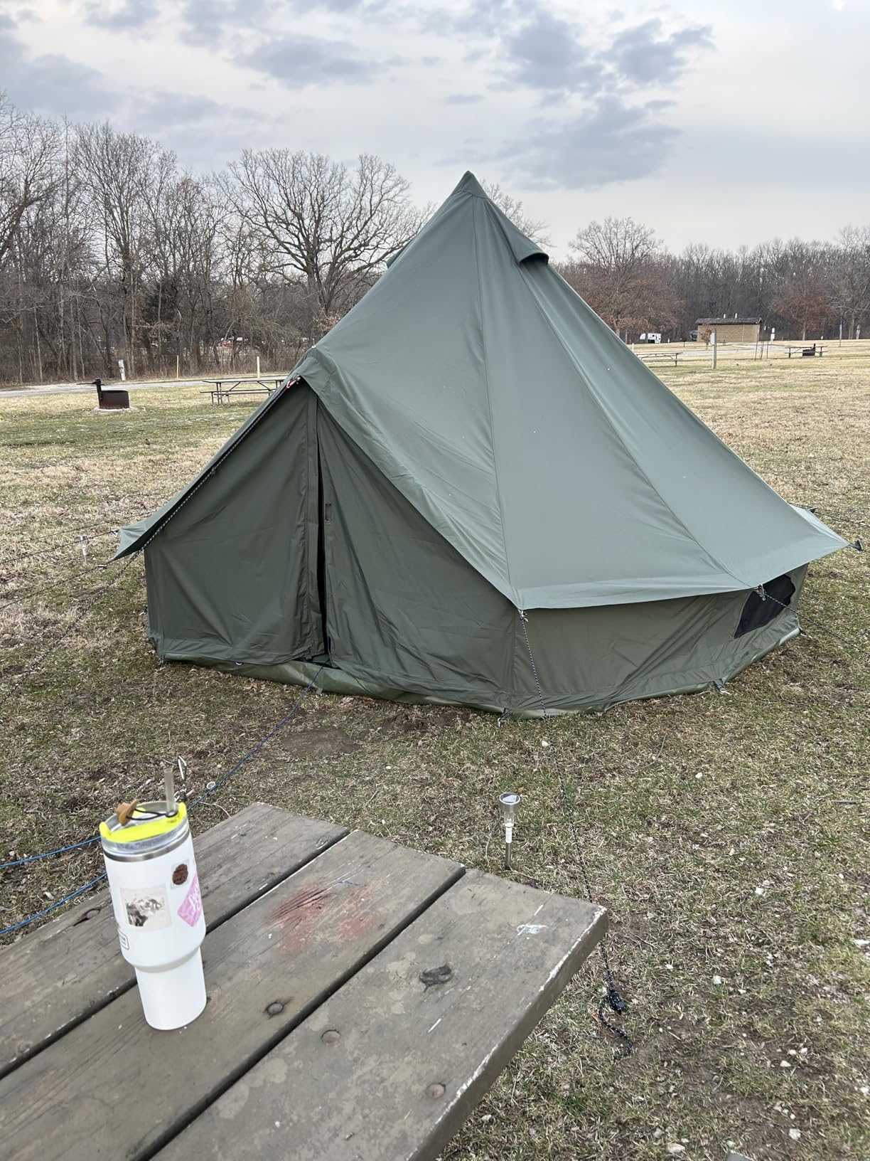 Cotton Canvas Bell Tent with Stove Jack, Roomy Yurt for Family Glamping Camping, 4 Season Tent with Zipped Removable Floor customer photo 2