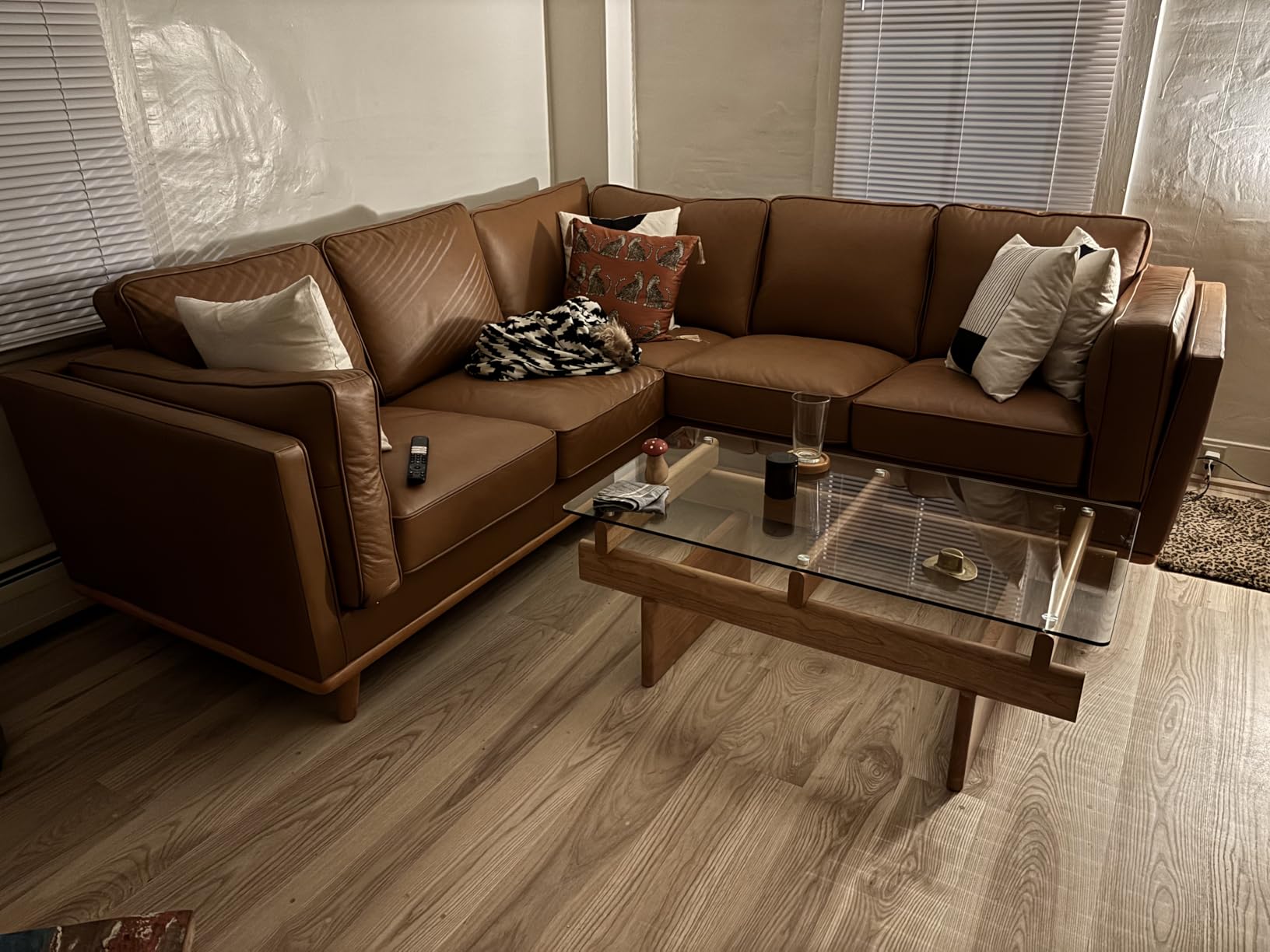 Valencia Artisan Full Leather Sofa - Pure Full Italian Nappa Leather Couch, Solid Wood Accent, Ultimate Comfort (Cognac, L-Shape Sectional) customer photo 2