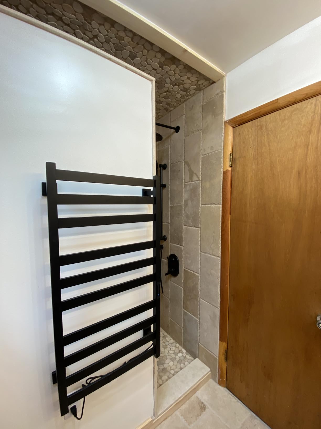 Towel Warmer, Stainless Steel 10 Bars Wall Mounted with Intelligent Touch Screen Timer, Hard Wired/Plug-in, Black customer photo 1