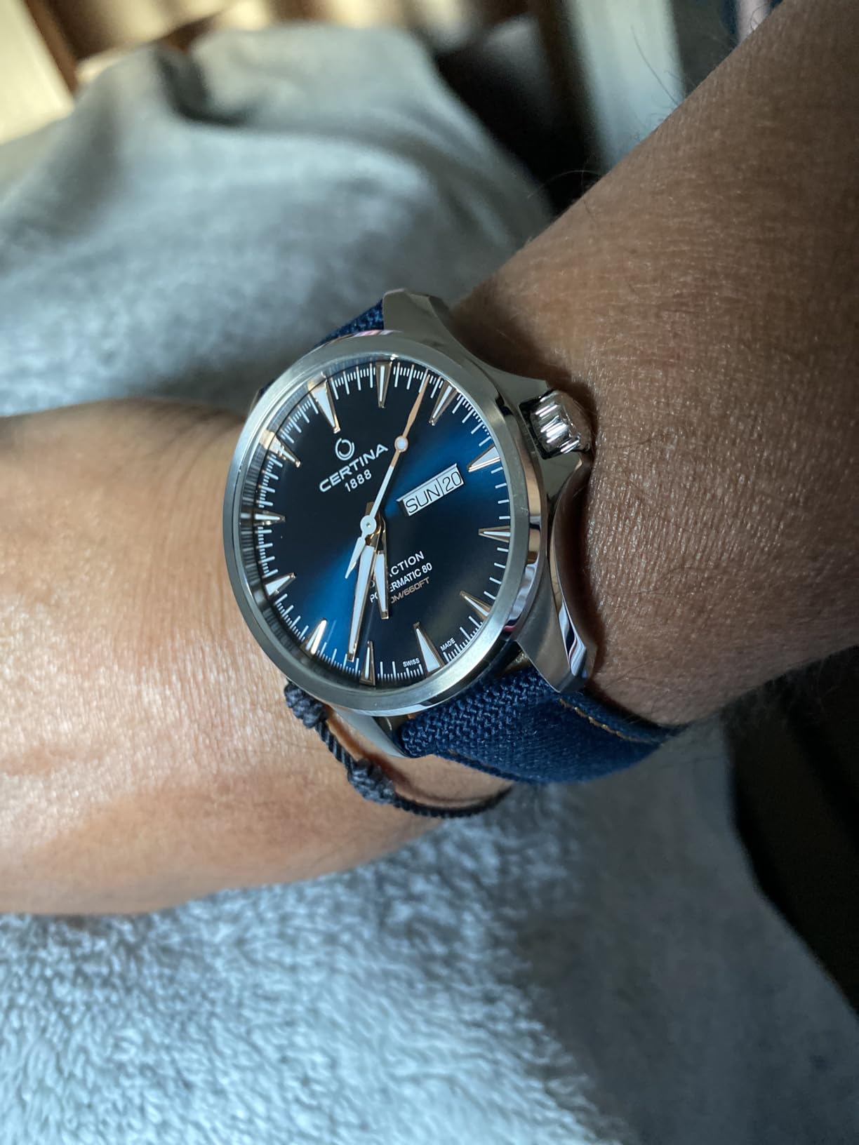 Certina DS Action Day-Date Powermatic 80, Stainless Steel, Swiss Automatic Watch, Blue, C0324301804101 customer photo 2
