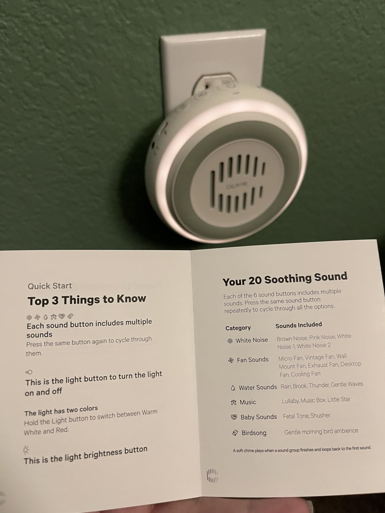 Wall Plug in White Noise Sound Machine for Office Privacy & Noise Canceling, White Noise Machine for Sleeping Adults & Baby, Therapy Noise Blocker with 20 Soothing Sounds & Nightlight by Calm Me. customer photo 1