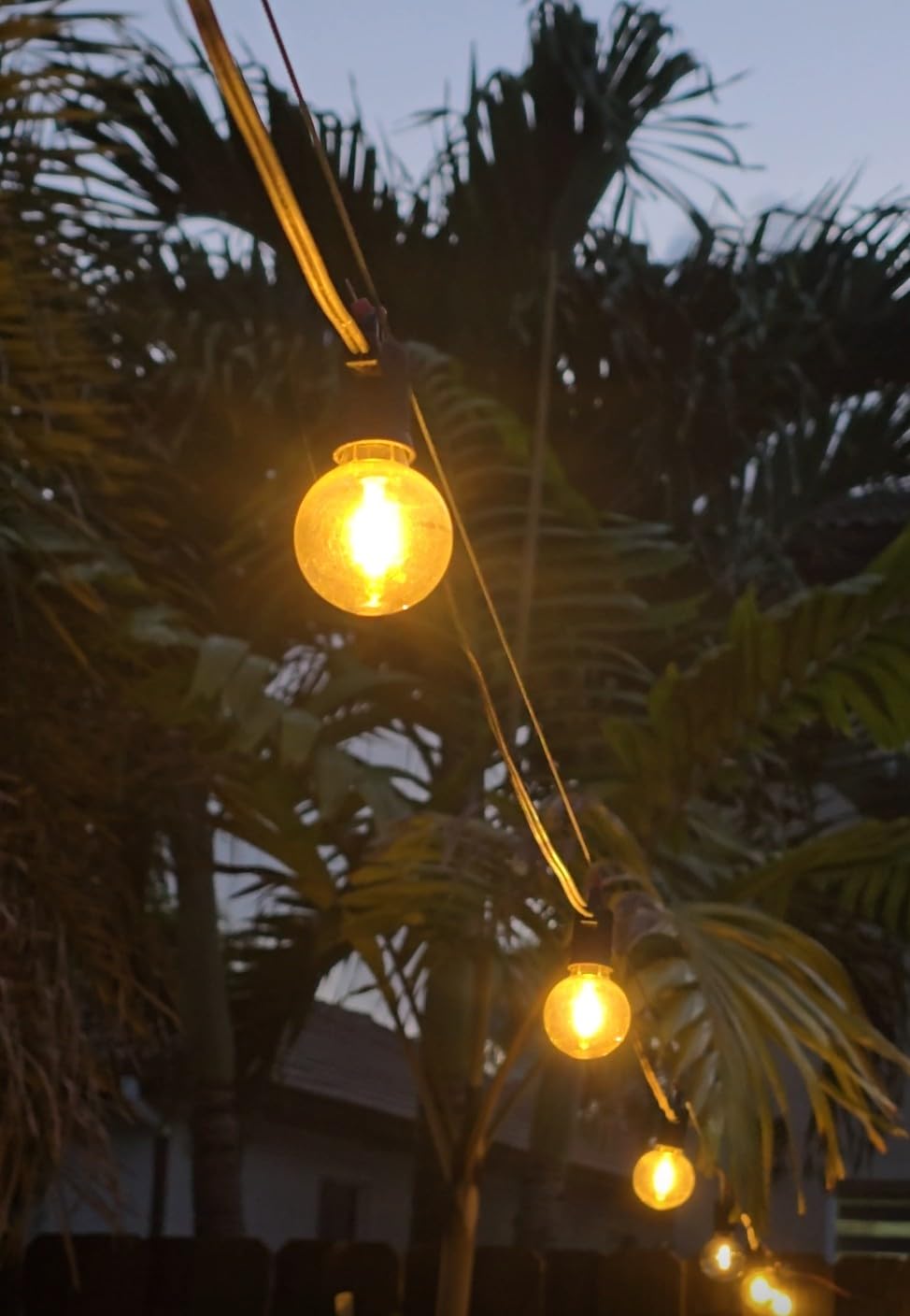 Zuske Solar String Lights Outdoor Waterproof 100FT with USB Port and 52 Shatterproof G40 Bulbs(2 Spare), LED Solar Powered Patio Lights for Outside, Porch, Backyard, Gazebo, Garden(Warm White) customer photo 1