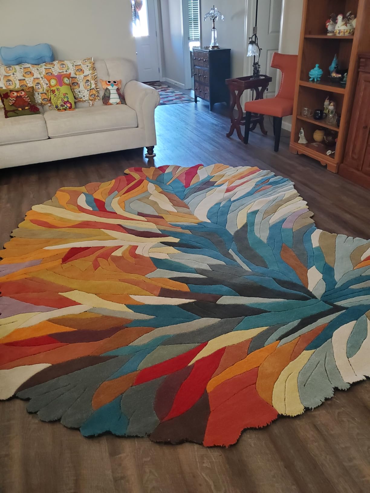 Restoration and Renovation Handmade Irregular Shape Wool Area Rug | Unique Contemporary Botanical Design, Thick & Soft Carpet | Perfect for Living Room, Bedroom Decor (Multi, 6' x 9') customer photo 2