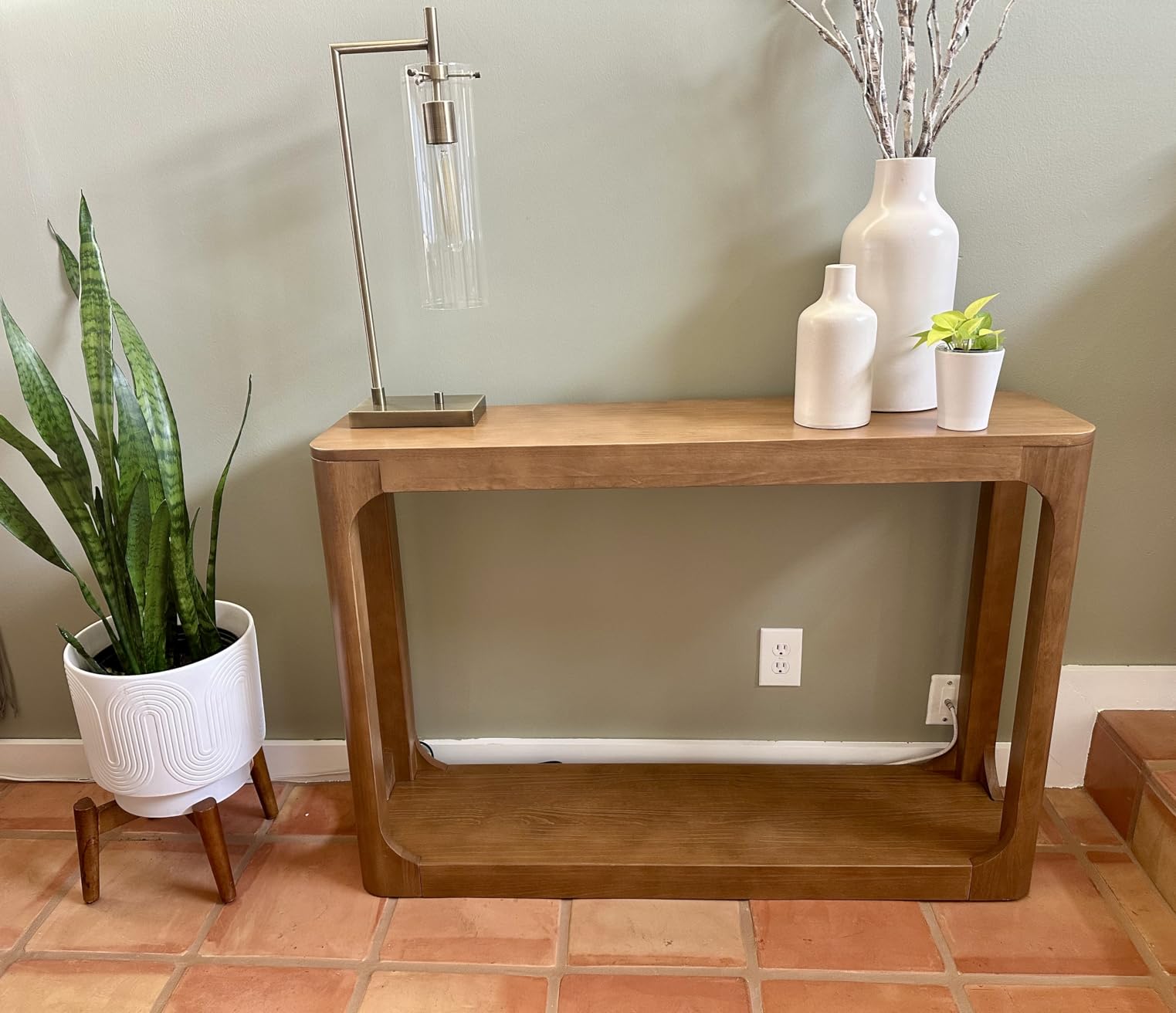 Plank+Beam Forma Console Table, 46 Inch, Solid Wood Sofa Table, Entryway Table for Hallway, Narrow Behind The Couch Table, Console Tables for Entryway, Living Room, Foyer, Easy Assembly, Pecan customer photo 1
