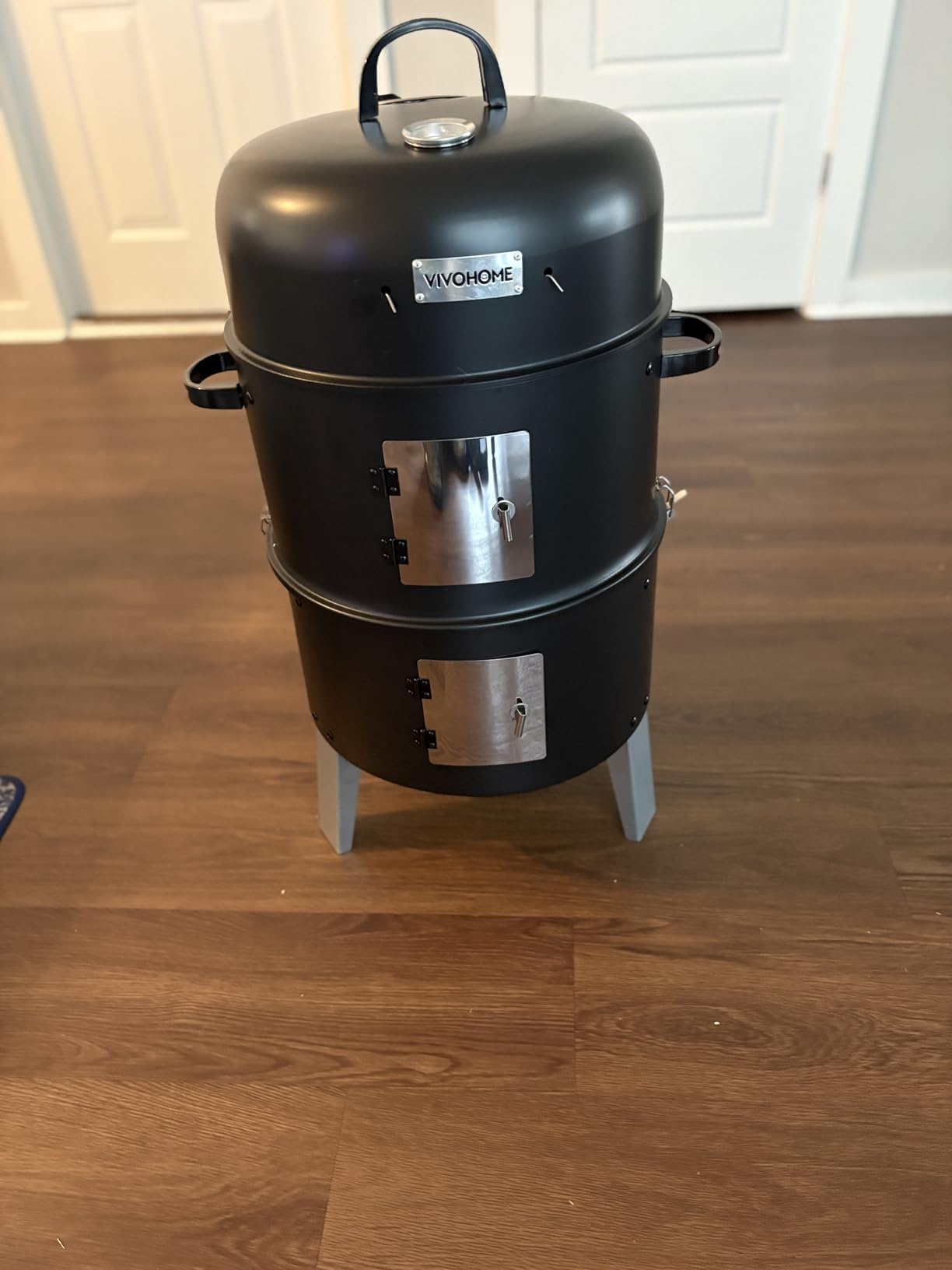 VIVOHOME 3-in-1 Vertical Charcoal Smoker, BBQ Smoker Grill with Built-in Thermometer, Air Vent, and 2 Access Doors, Idea for Parties, Backyard, Barbecues customer photo 1
