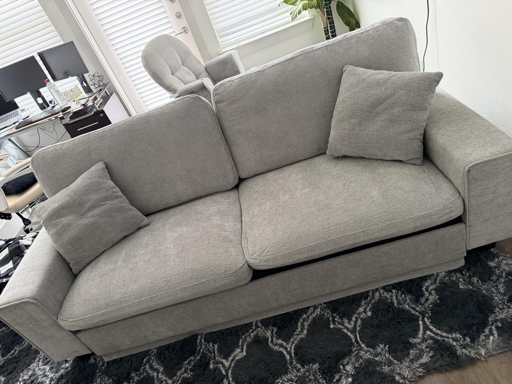 DOPEDIO Modern Loveseat Sofa for Living Room, Chenille Recliner, Removable Cover, Pocket Spring Cushions, Solid Wood Frame, Easy Assembly for Small Spaces (71.25inch, Beige) customer photo 2