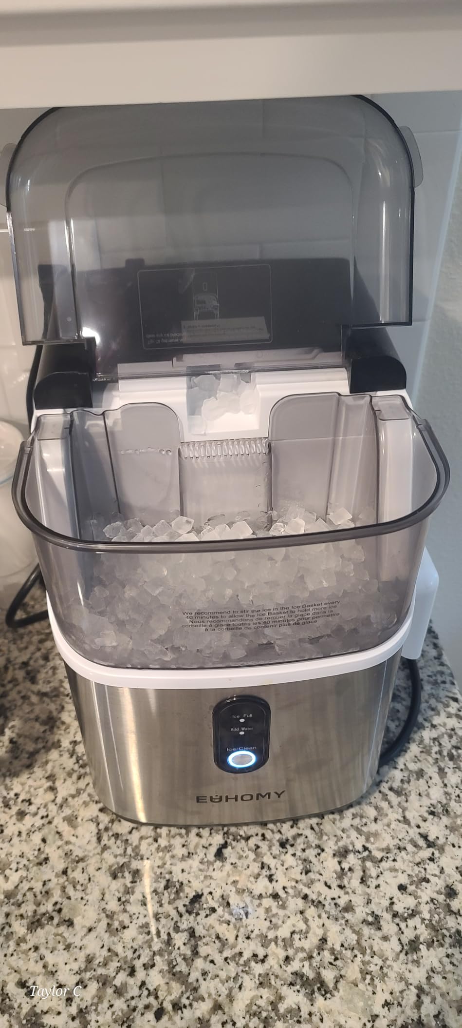 EUHOMY Nugget Ice Makers for Countertop with Ice Scoop & Basket, Self-Cleaning Sonic Pebble/Pellet Ice Maker Machine with 35lbs/24H Soft Ice for Home/Kitchen/Office, Stainless Steel, Silver customer photo 2