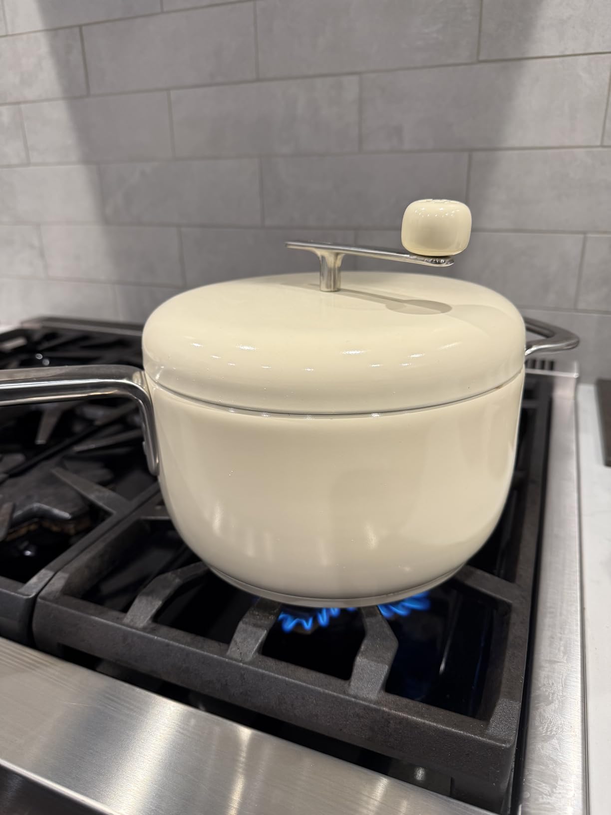 Popsmith Popcorn Popper in Cream - 6 Quart Stovetop Popcorn Machine, Stainless Steel Popcorn Maker Compatible with All Stovetops customer photo 1