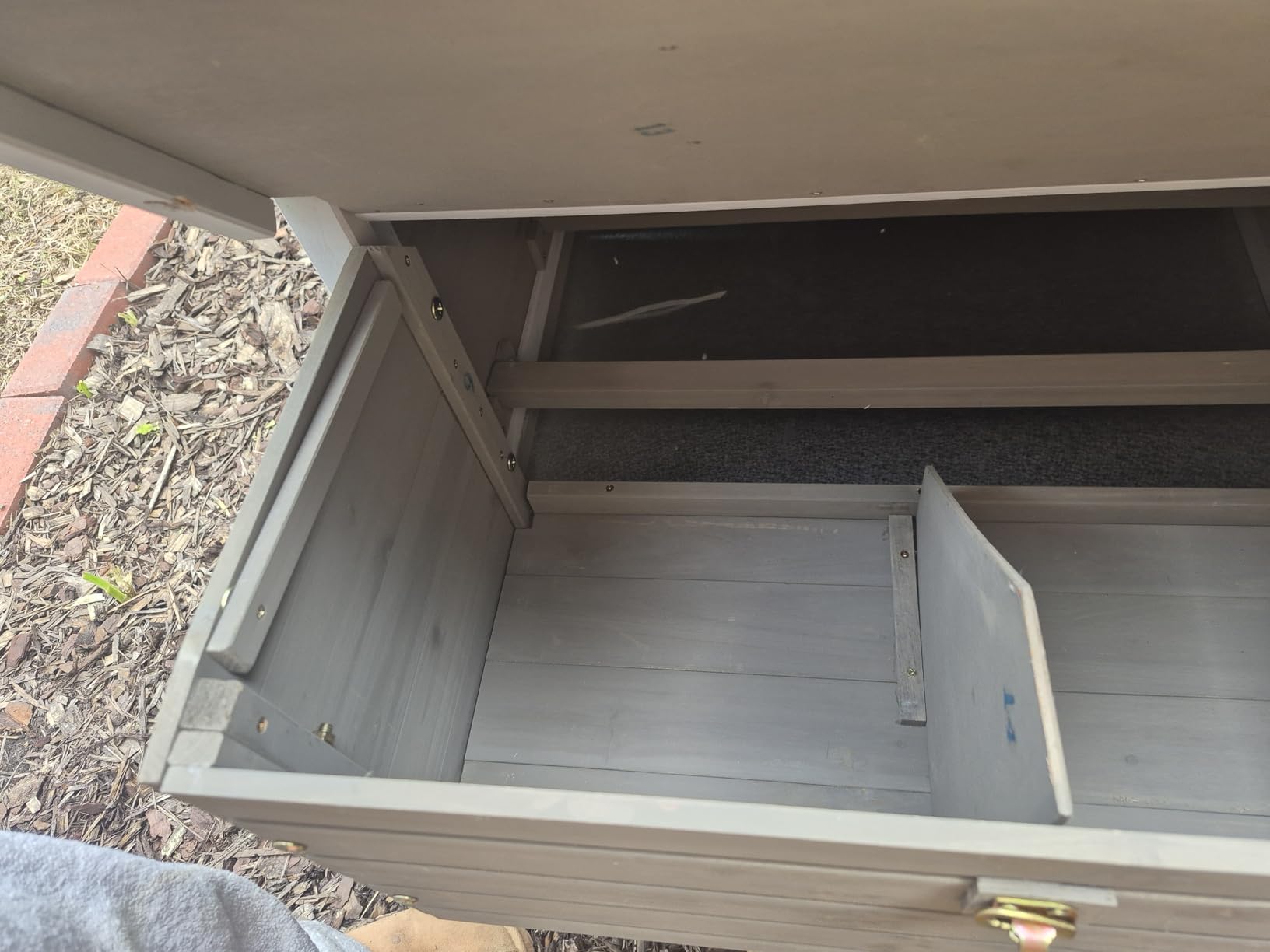 Gowoodhut Chicken Coop Rabbit Hutch with Removable Trays,Raised Floor Hen House with Nesting Box,Wooden Outdoor Poultry Cage Pet House with Ramp Run Hen Cage for Garden Backyard(Grey) customer photo 1
