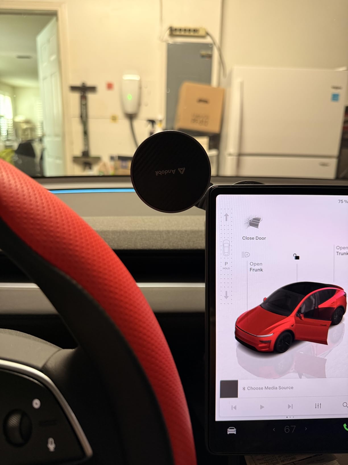 andobil Upgrade Tesla Phone Mount [Strong Magnet & Foldable] MagSafe Car Mount for Tesla New Model Y Juniper Model 3, 360° Adjustable Tesla Phone Holder fits iPhone 17 16 15 Pro Max, Tesla Accessories customer photo 1