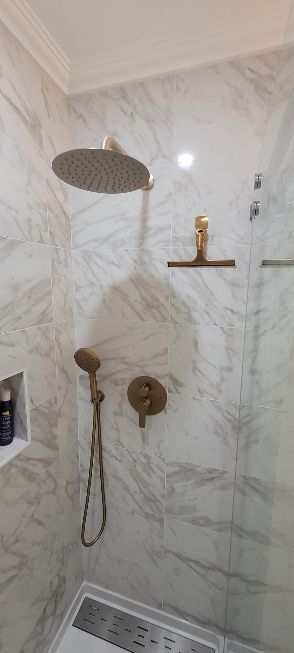 Iriber Thermostatic Shower System Wall Mount with 10 Inch Roud Rainfall Shower Head and Handheld, Shower Faucet Mixer Trim Kit (Valve Included), Brushed Nickel customer photo 2
