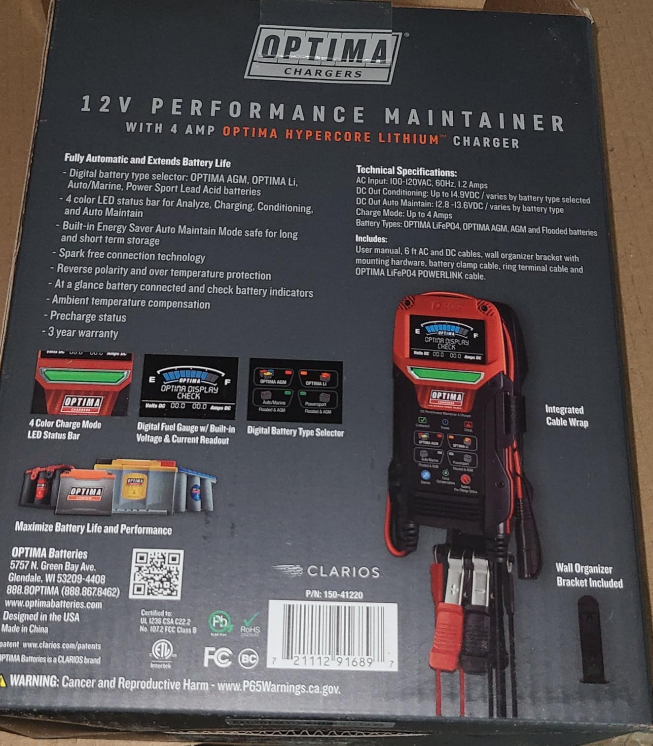 OPTIMA Batteries Digital 400+ 12 Volt Battery Maintainer and Charger for AGM, Lithium, Automotive, Marine and Powersport Batteries customer photo 2