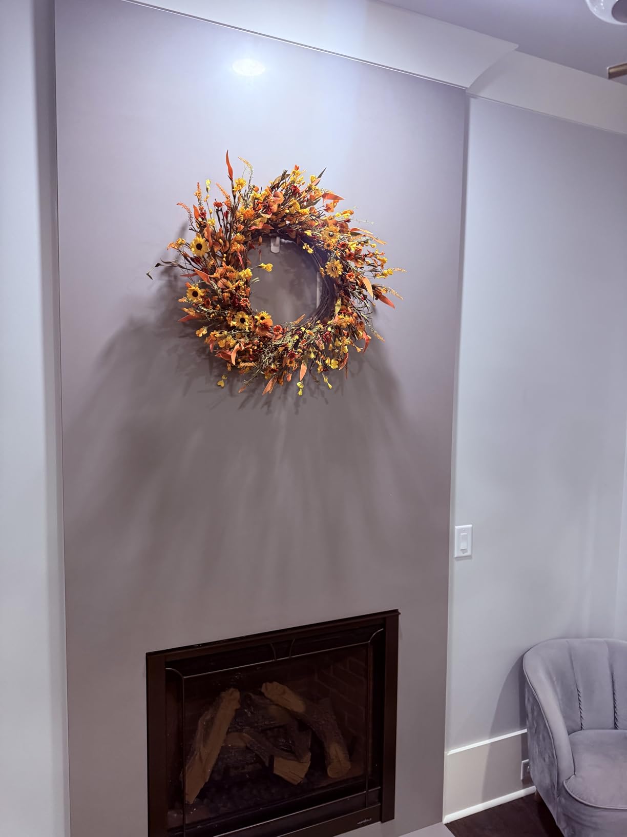 J'FLORU Artificial Fall Wreath 22 Inch Fall Wreaths for Front Door Autumn Porch Farmhouse Thanksgiving Day Harvest Festival customer photo 2