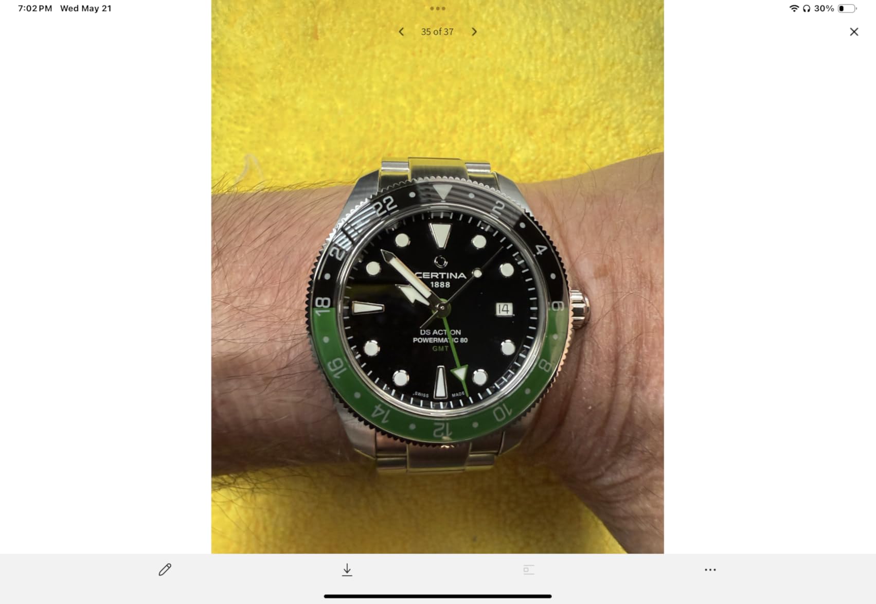 Mens, DS Action GMT 41mm, Stainless Steel, Powermatic 80 Automatic, Watch, Black, Green, Stainless Steel, C0329292605100 customer photo 1