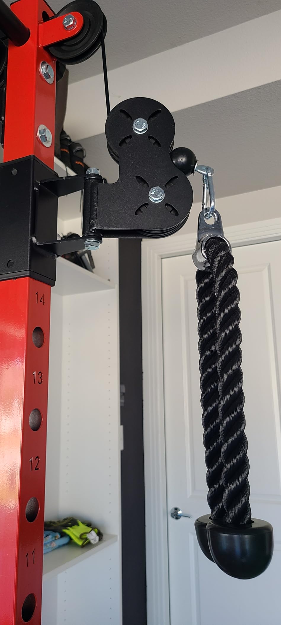 Mikolo Folding Squat Rack, Wall Mounted Power Rack with Cable Crossover Machine & LAT Pull Down, Functional Trainer with 5 Adjustable Function Modes customer photo 2