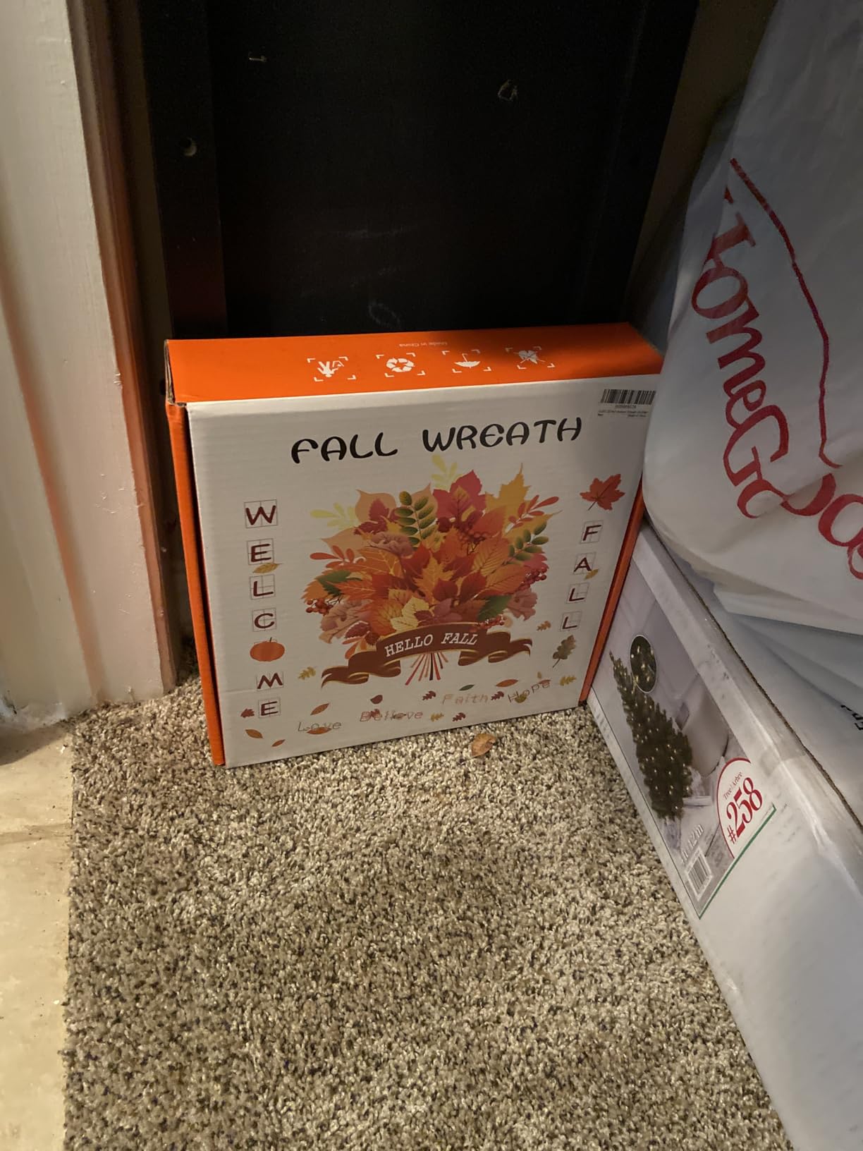 LLZLL Fall Wreaths 20 Inch Fall Wreath for Front Door Orange Artificial Thanksgiving Wreath with Forsythia Flower for Autumn Thanksgiving Home Decorations customer photo 1