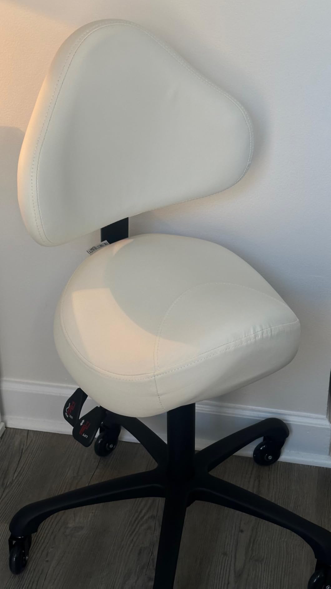 Pneumatic Swivel Rolling Saddle Chair with Wheels and Ergonomic Back Support for Hair Stylist, Dental Hygienist, Hygienic Clinic, Spa, Massage, Home, Office - 510 KOA customer photo 2