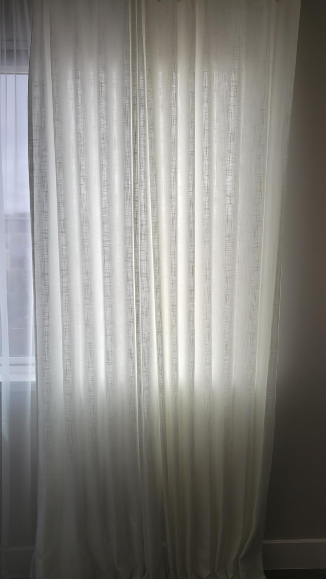 Natural Pinch Pleated Linen Curtains 84 Inch Length 2 Panels for Living Room Bedroom Textured Cream Ivory Birch Semi Sheer Boho Neutral Back Tab Pinch Pleat Hooks Rings Window Curtain 84 Inches Long customer photo 2
