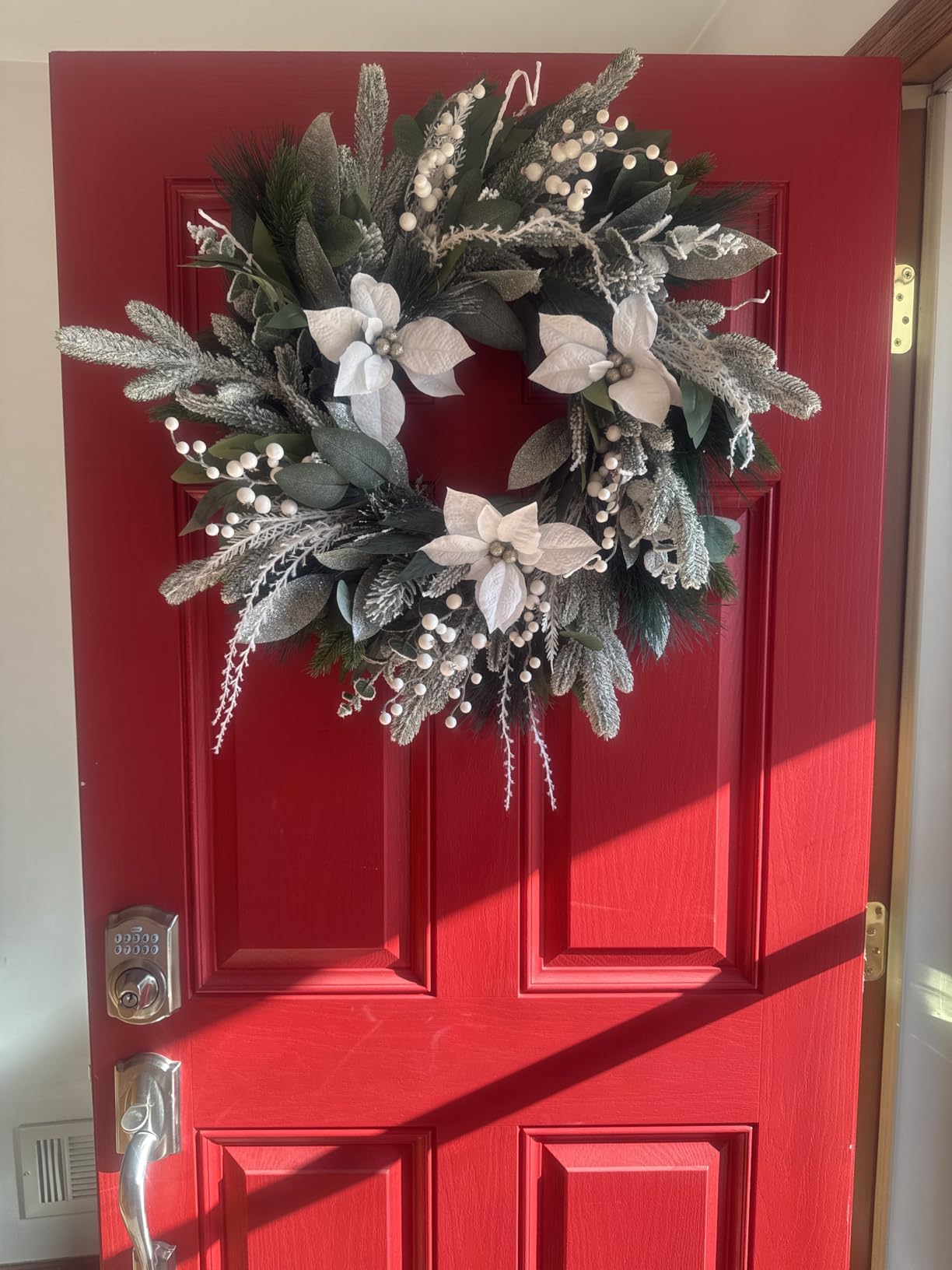 Fall Wreaths for Front Door 24 Inch - Full & Realistic Autumn Maple Leaves Wreath, Large Fall Door Wreath with Sunflower, Pumpkin, Berries for Thanksgiving Harvest Festival Decorations customer photo 1