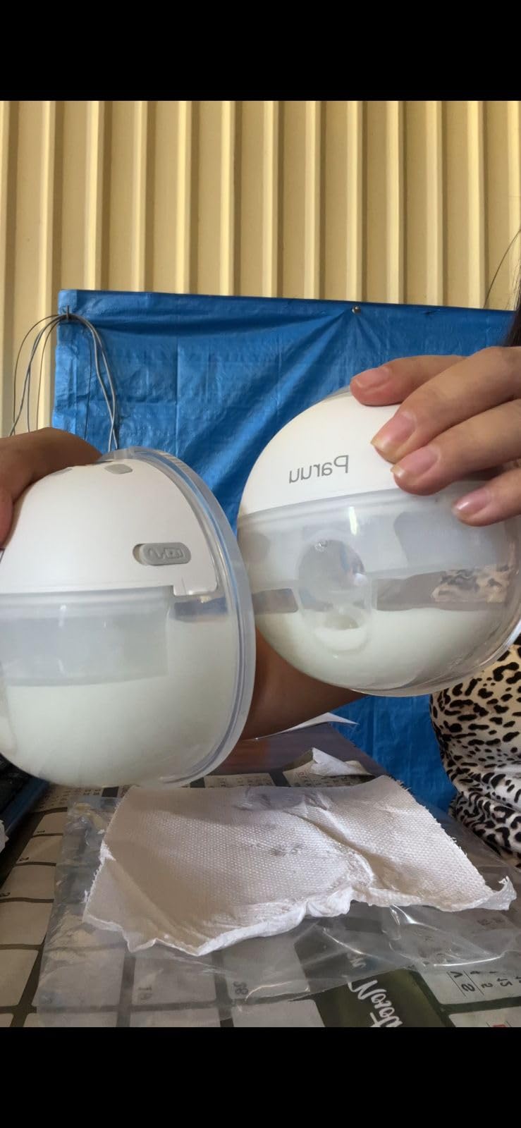 Paruu Hands Free Breast Pump P16, Wearable Breast Pump Electirc Portable with 4 Modes & 12 Levels, Max 309mmHg Strong Suction 19/21/24mm Flange Inserts Wearable Breastfeeding Pump, 2 Pack (Nude) customer photo 2
