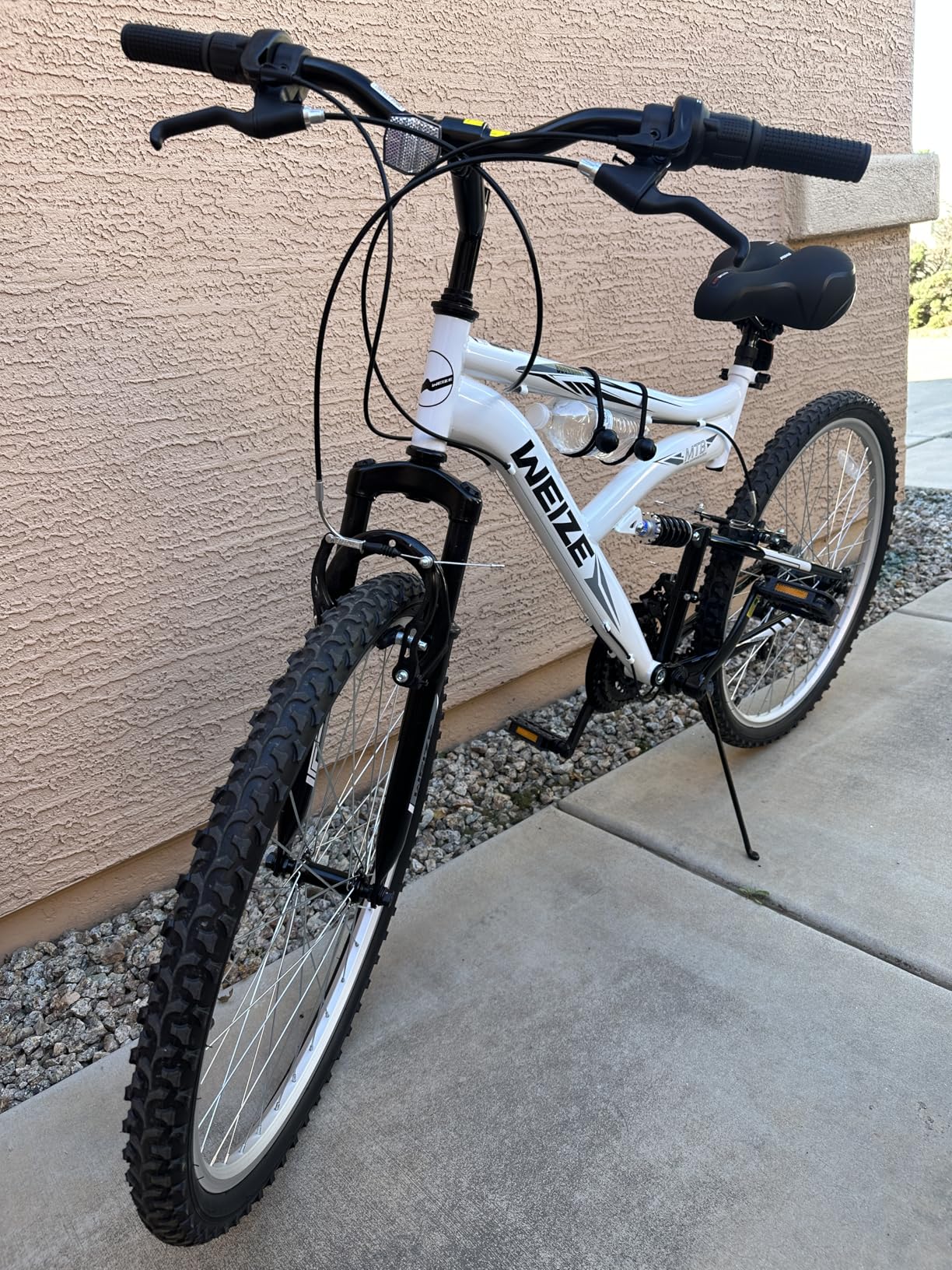 WEIZE Mountain Bike, 26 or 27.5 inch Outdoor Hybrid Bikes, 18-Speed/High-Carbon Steel/Dual Full Suspension, Adjustable Ergonomic Seat for Men Women Adult, MTB Bicycle with Suspension Fork customer photo 1
