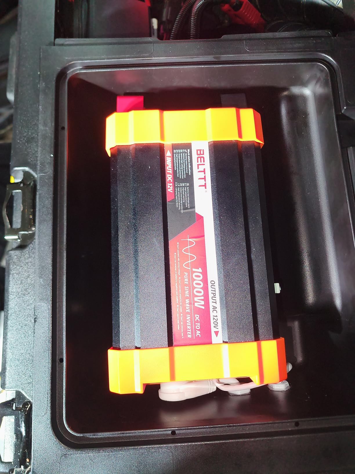 BELTTT 1000Watt Pure Sine Wave Inverter 12V DC to 120V AC for RV, Truck, Off-Grid, Solar Inverter 12V to 110V Converter with Dual AC Socket and 5V 2.1A USB, Power Inverter, Intelligent LCD, 2000W Peak customer photo 2