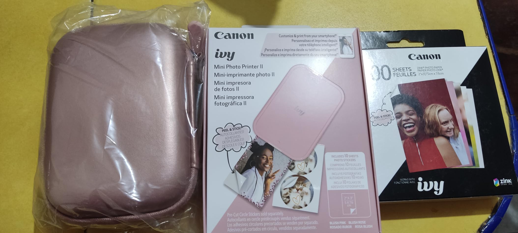 Canon Ivy 2 Mini Photo Printer (Blush Pink) - Bluetooth, Print from iOS & Android Devices, Bundle Incl. 110 Zink Sticky-Back Prints, LED Light Bar, Protective Case, and USB Cable customer photo 1