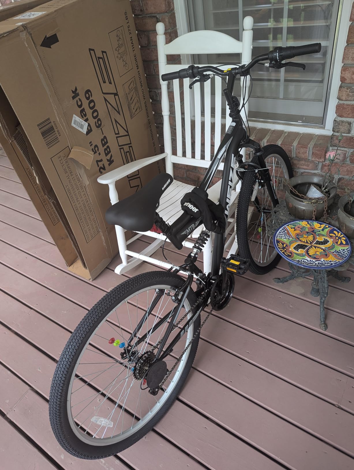 WEIZE Mountain Bike, 27.5 inch Outdoor Cycling Bike, 18-Speed, High-Carbon Steel, Dual Full Suspension, Matte Black customer photo 2