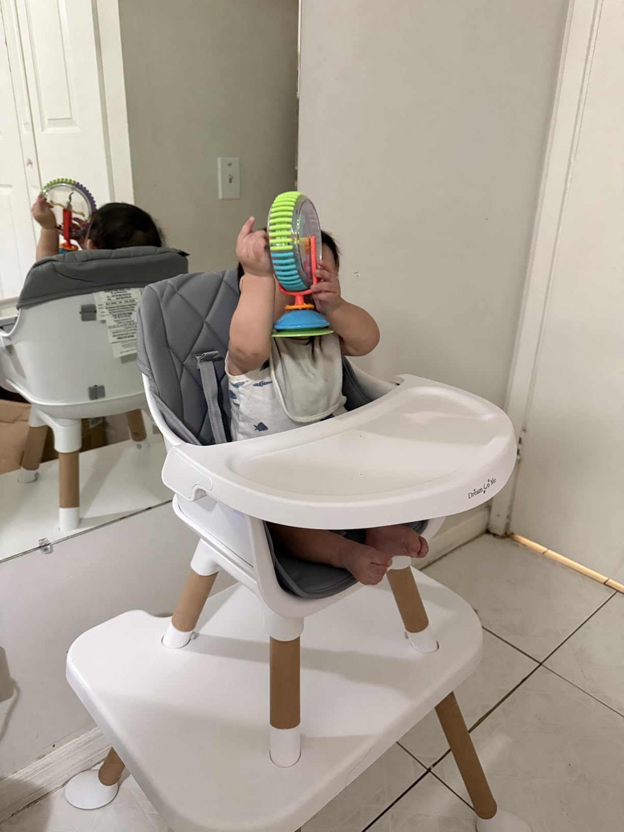 Dream On Me Luna 4-in-1 Convertible High Chair - Transforms into a Booster & Toddler Seat, Then into a Toddler Chair & Table, 5-Point Safety Harness, Adjustable Tray, Anti-Skid Padded Feet - Black customer photo 2