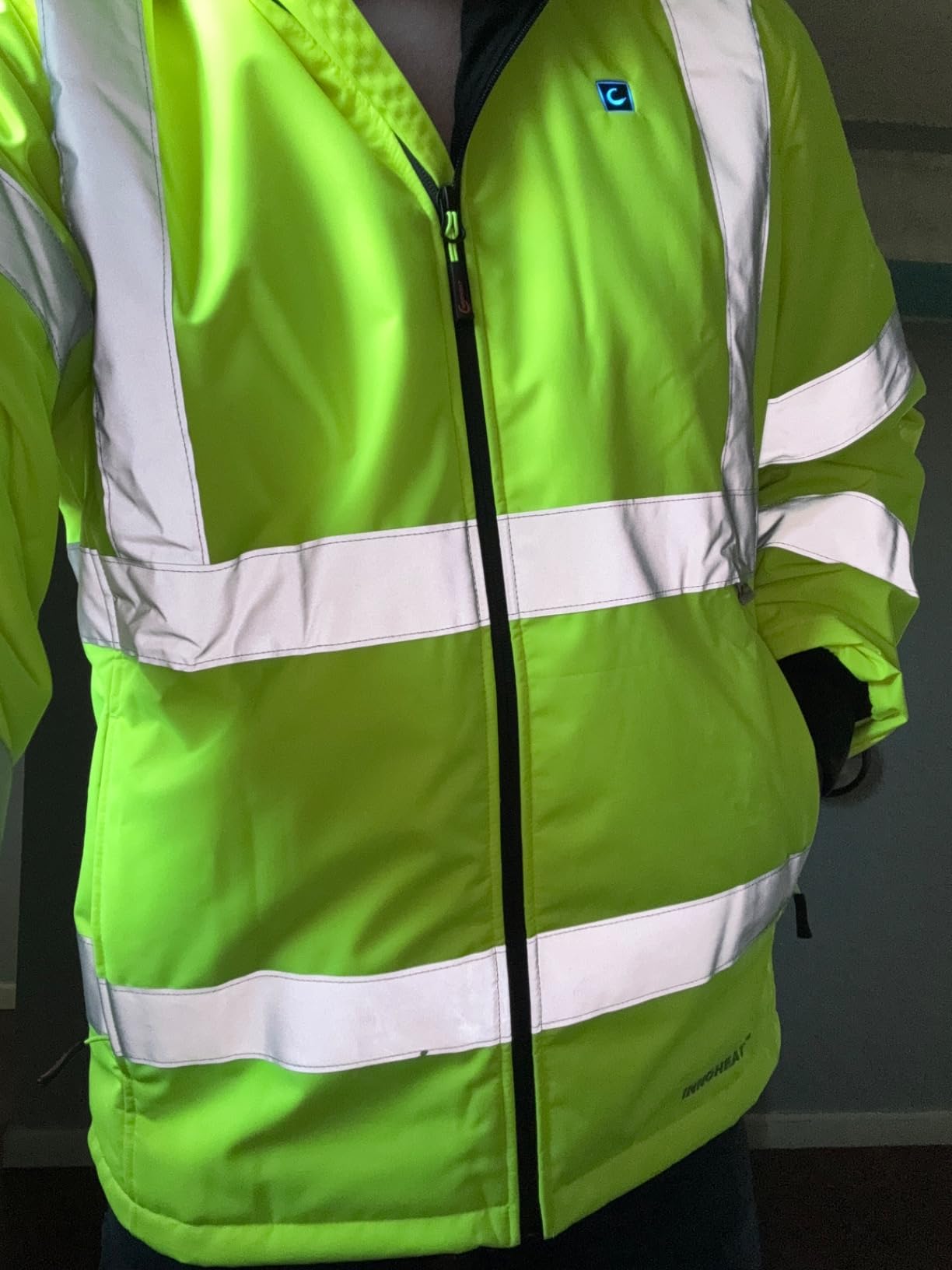 Heated Hi-Vis Safety Jacket for Men with Battery, Class 3 Waterproof Work Coat with 3M Reflective Tape for Winter customer photo 1