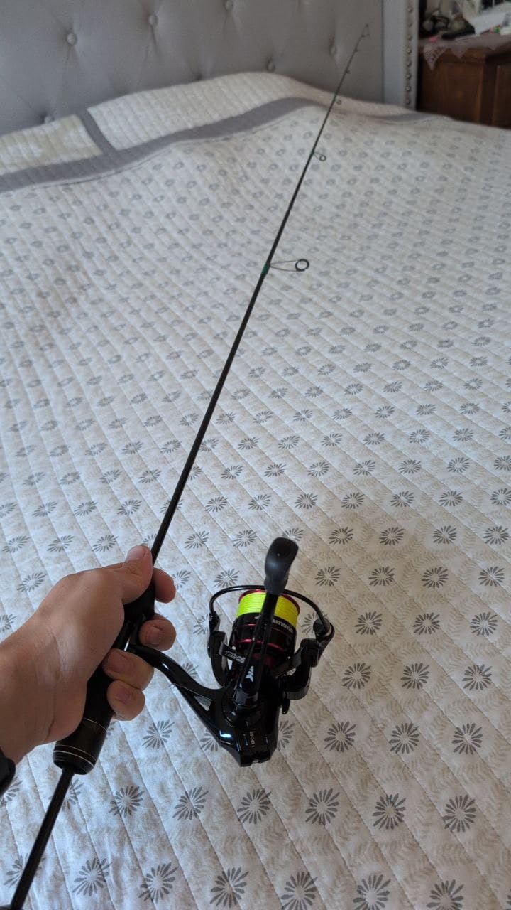 SEASIR Stream Fishing Rod, Ultralight Spinning Rod Travel Bait Casting Rod, 2 Piece, Fuji A O Ring Guide, Solid Wood Handle, 40T Carbon Fiber, Compact Fishing Pole for Saltwater Freshwater Trout Bass customer photo 2