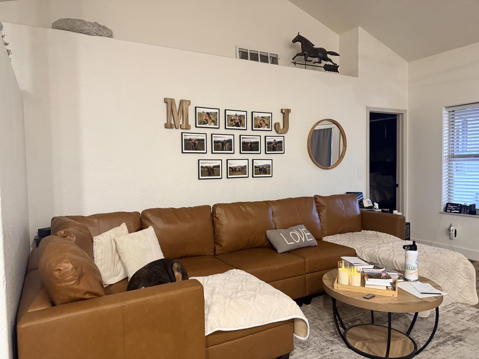 EASE MOOSE Faux Leather Sectional Sofa, Modular Sectional Sofa Couch U Shaped Couch with Storage Ottoman, Black customer photo 2