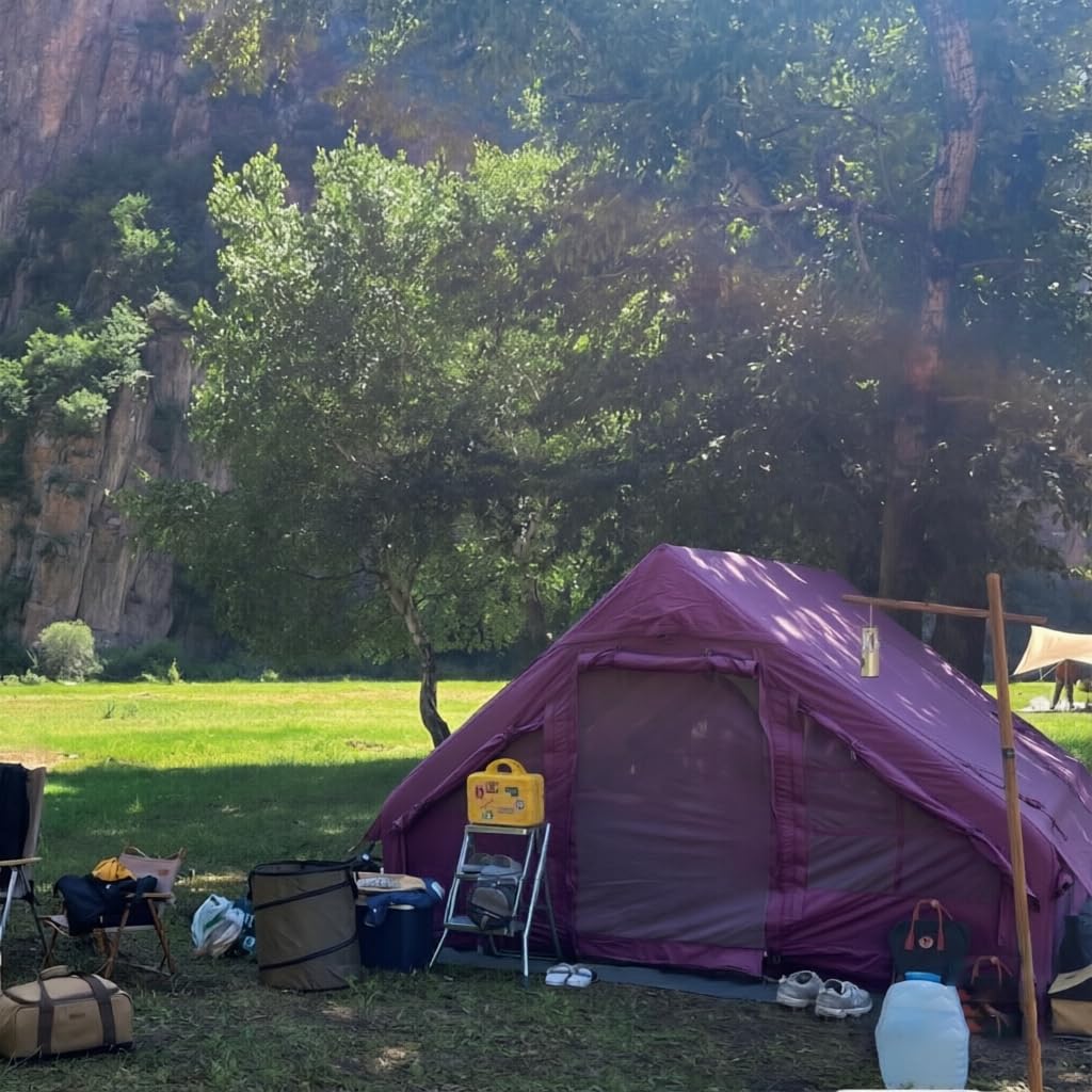 Inflatable Camping Tents 4/6/8/10 Person, Large Inflatable Hot Tent with Stove Jack, 4 Season Blow up Tent with Waterproof Canopy/Ground Tarp, Anti-Moisture Matress for Camping Outdoors customer photo 2