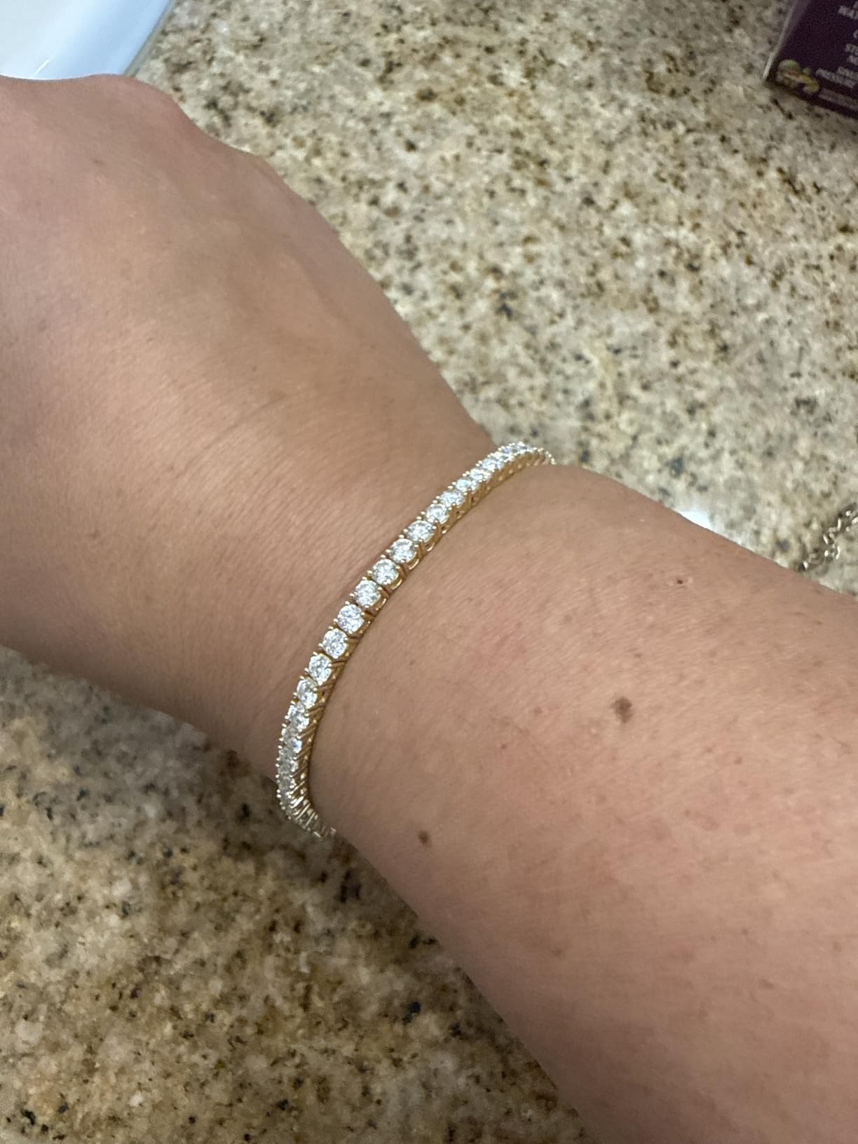 KRKC&CO Lab-Grown Moissanite Tennis Bracelet Women, Luxury Anniversary Wedding Bridal Gift for Wife, 2.2-13.8 ct.tw, D Color VVS1, 925 Sterling Silver 14K Golden Plated customer photo 2