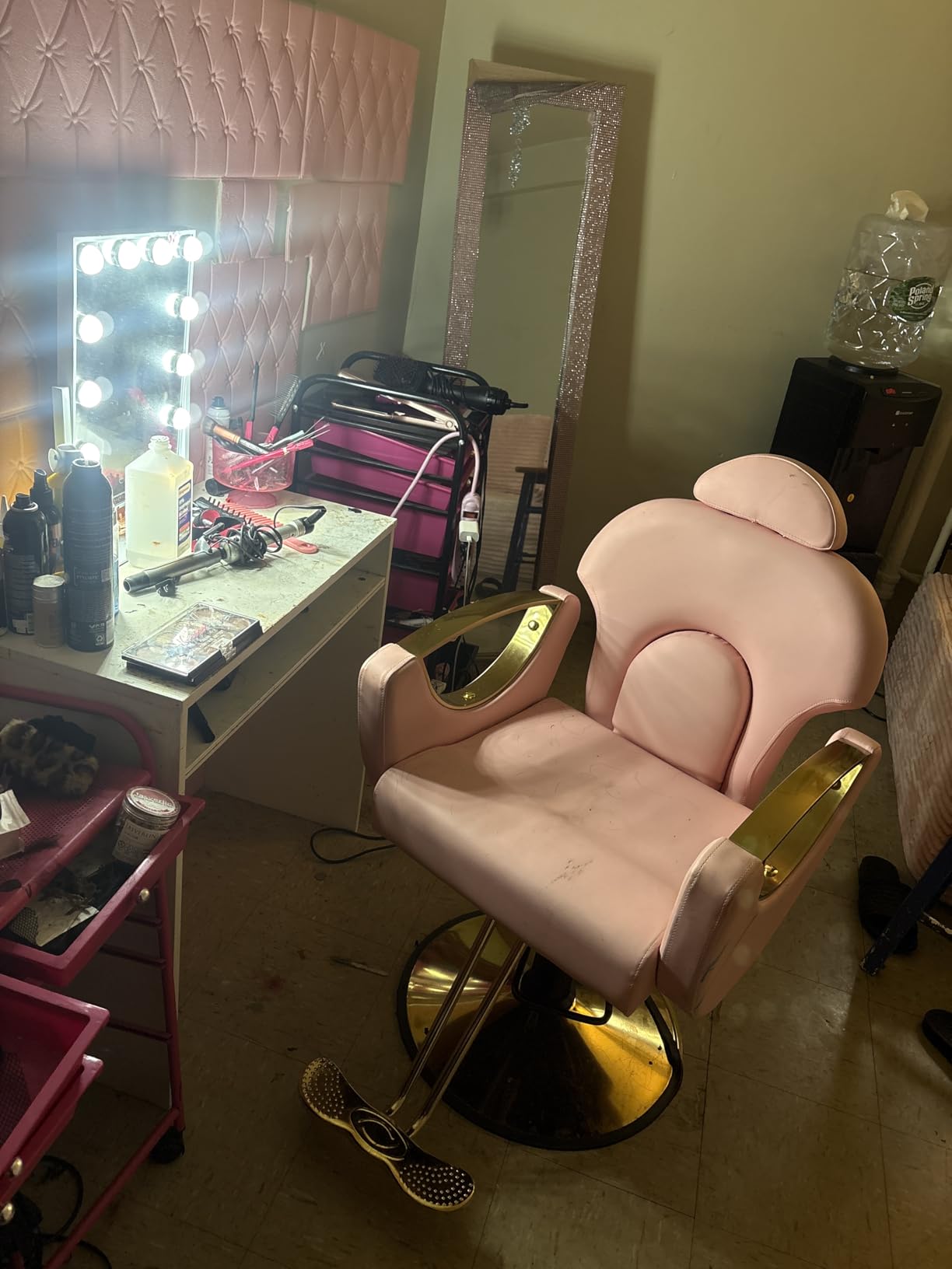 Black and Gold Salon Barber Chair, Reclining Salon chair for Hair Stylist for Home, Barber Chair with Hydraulic Pump, 360 Swivel, Beauty Hairdresser Chair Equipment for Spa, Tattoo, and Shampoo customer photo 2
