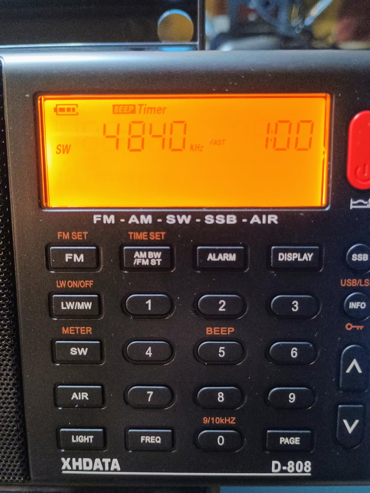 XHDATA D808 Portable AM FM SW LW Air Band Radio SSB RDS Multi Band Radio Speaker with LCD Display Alarm Clock External Antenna (Grey) customer photo 2