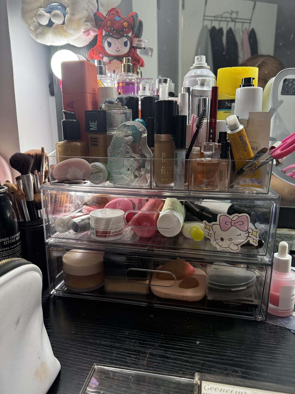 Clear Stackable Makeup Organizer with Drawer, 12''W Acrylic Storage Drawers, Cosmetic Display Case for Vanity Bathroom Countertop, Beauty Holder for Lipstick Brush Skincare Perfume customer photo 1