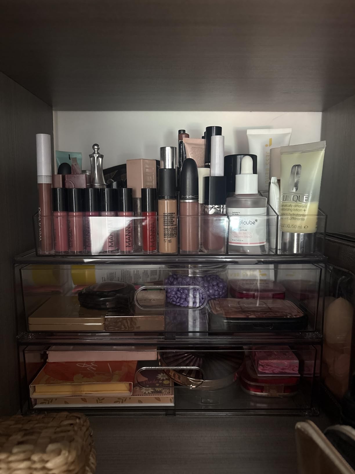Clear Stackable Makeup Organizer with Drawer, 12''W Acrylic Storage Drawers, Cosmetic Display Case for Vanity Bathroom Countertop, Beauty Holder for Lipstick Brush Skincare Perfume customer photo 2