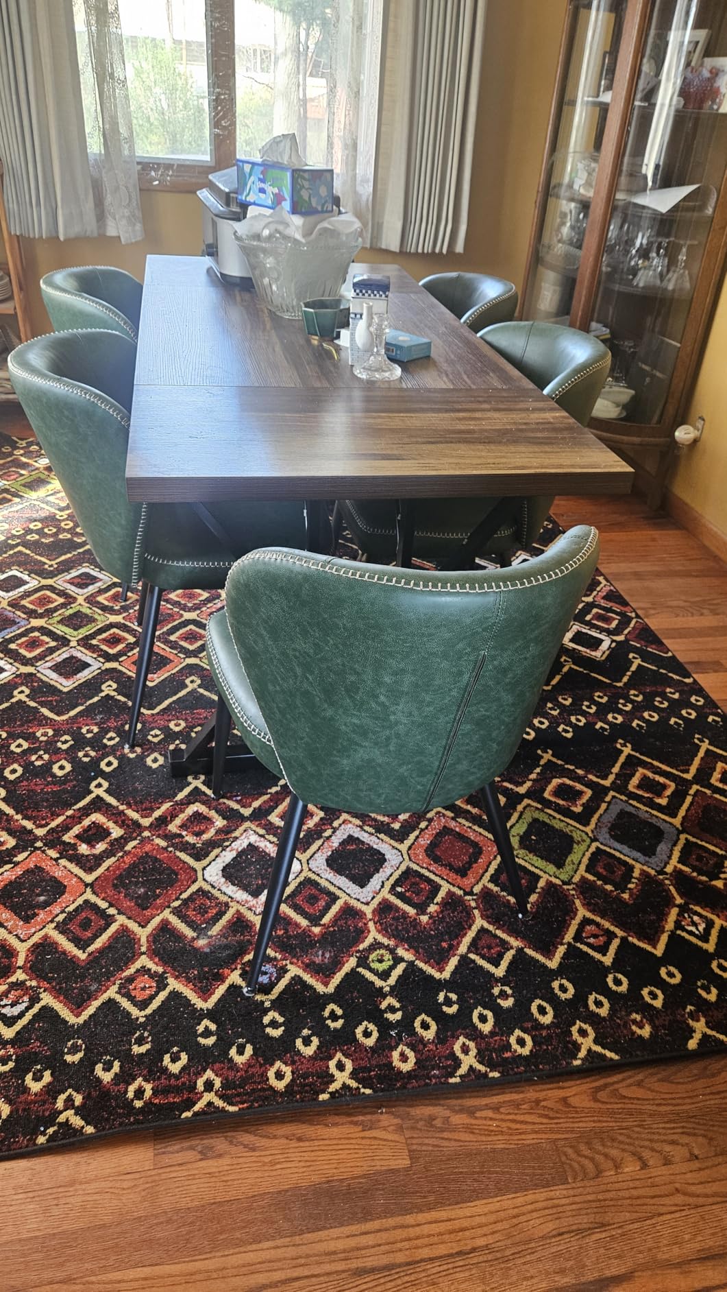 VASAGLE EKHO Collection - Dining Chairs Set of 6, Upholstered Kitchen Chairs, Comfortable Seat, Synthetic Leather with Stitching, Mid-Century Modern, Easy Assembly, Living Room Lounge, Caramel Brown customer photo 1