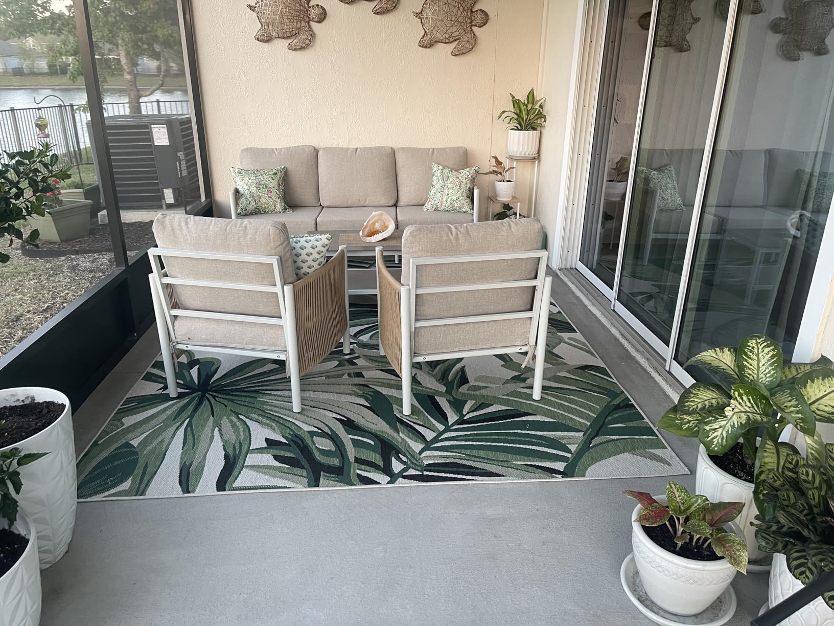 Aluminum Outdoor Patio Furniture Set with Dual-Layer Coffee Table, 5 Piece Modern Patio Conversation Sets with PE Rope, Outdoor Sectional Sofa with Thick Cushions for Balcony, Deck, Silver customer photo 2
