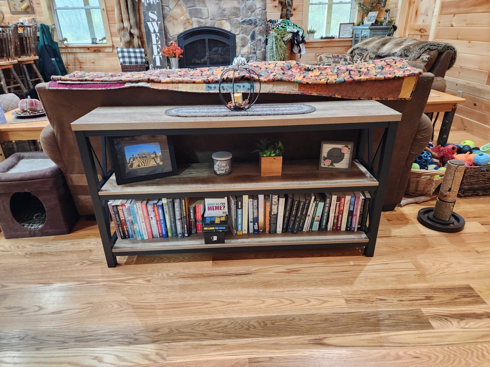 FATORRI Console Table for Entryway, Modern Entry Table with 3 Tier Shelves, Couch Tables Behind Sofa for Living Room (55 Inch, Dark Walnut) customer photo 1