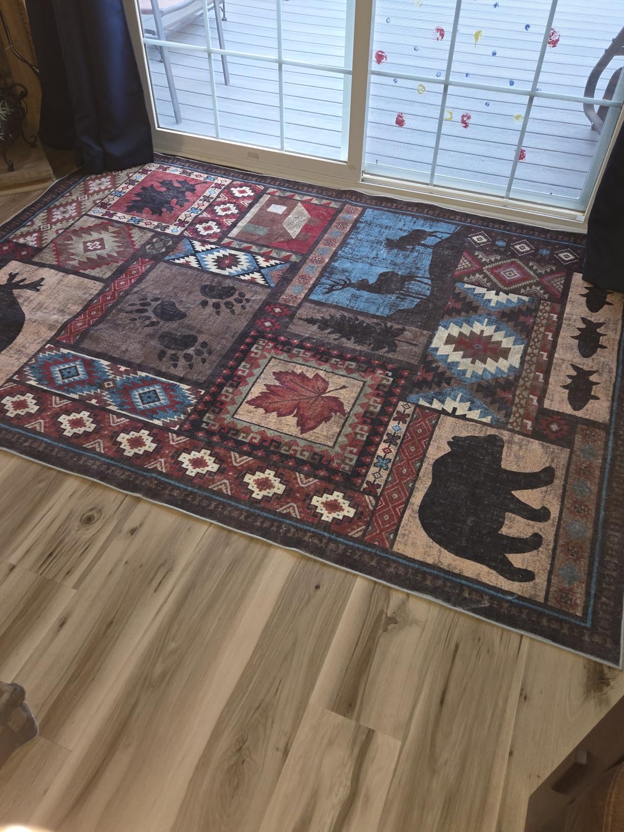 YIHOUSE Rustic Cabin Area Rug 8x10, Machine Washable Lodge Bear Rug, Non-Slip Low Pile Print Pattern Southwestern Rug for Living Room Bedroom customer photo 1