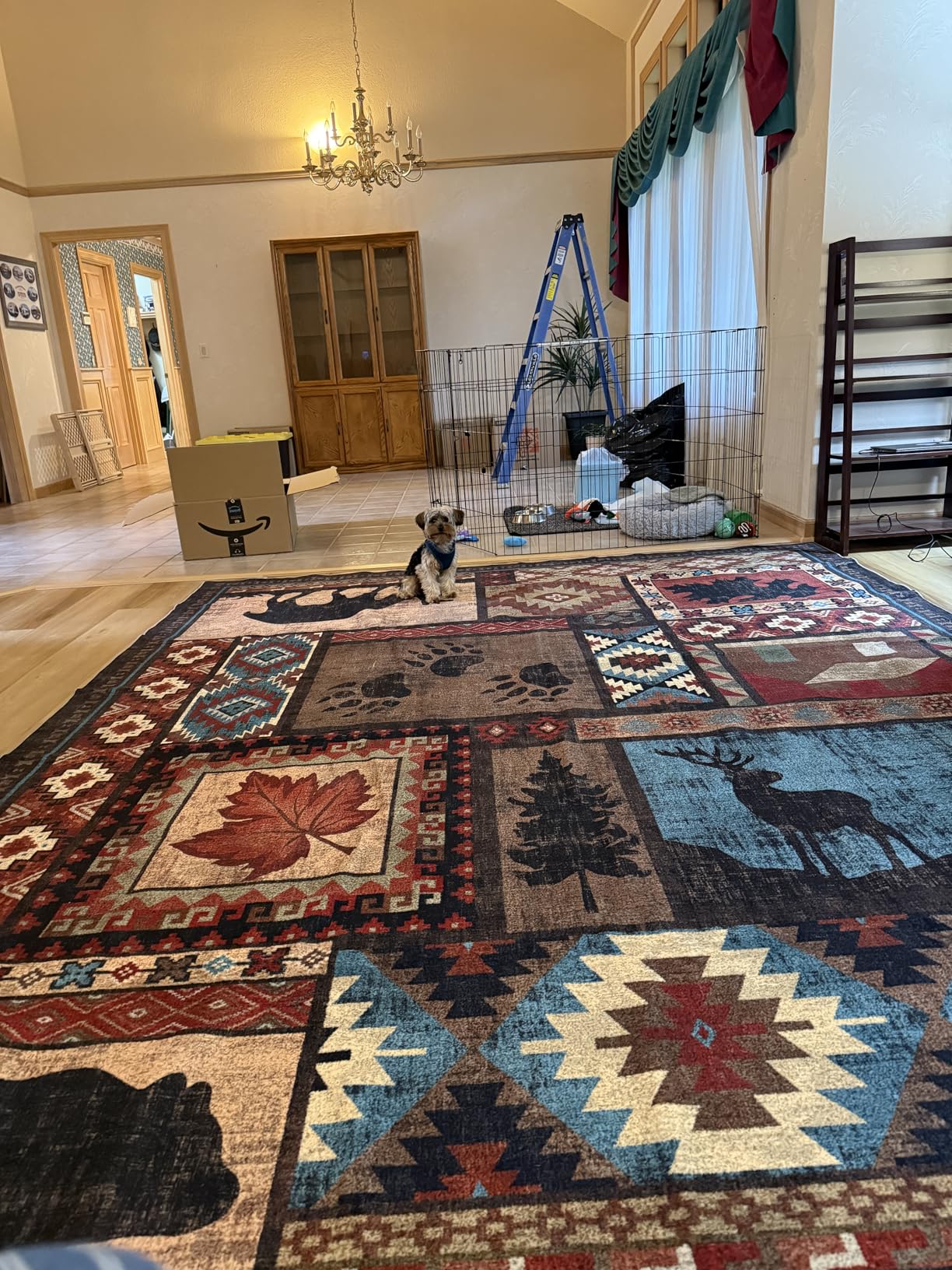 YIHOUSE Rustic Cabin Area Rug 8x10, Machine Washable Lodge Bear Rug, Non-Slip Low Pile Print Pattern Southwestern Rug for Living Room Bedroom customer photo 2