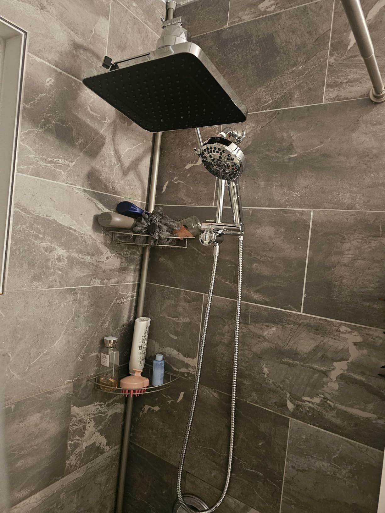 Hibbent 5-spray Dual Filtered Rainfall Shower Head Combo, High Pressure 13'' Showerhead with 10 Spray Mode Handheld, Easy Reach 4-way Diverter Shower Arm with Pause Mode, 71'' Hose and Holder, Black customer photo 1