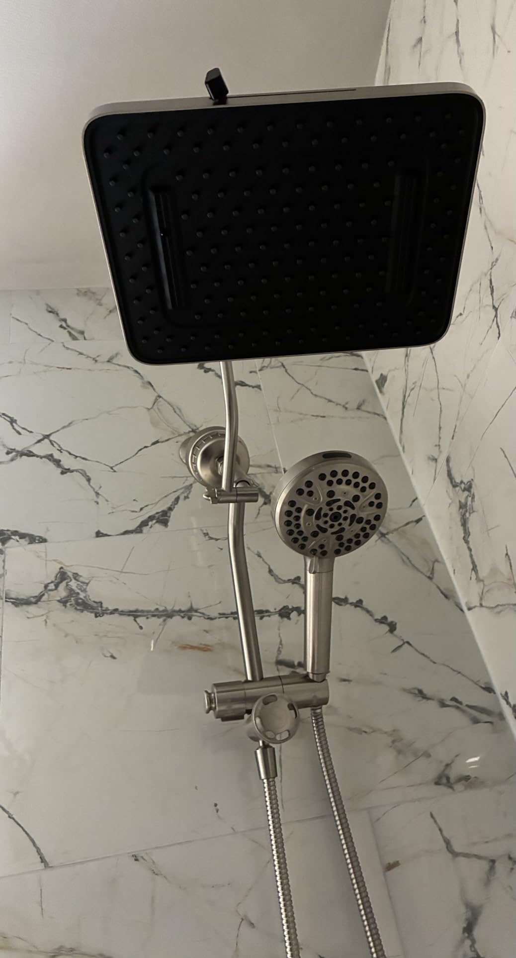 Hibbent cUPC Certified 13'' Shower Head Combo, High Pressure 5 Spray Rainfall Showerhead, 10 Spray Mode Handheld, All Metal Easy Reach 4-way Diverter Arm with Pause Mode, 71'' Hose and Holder, Black customer photo 1