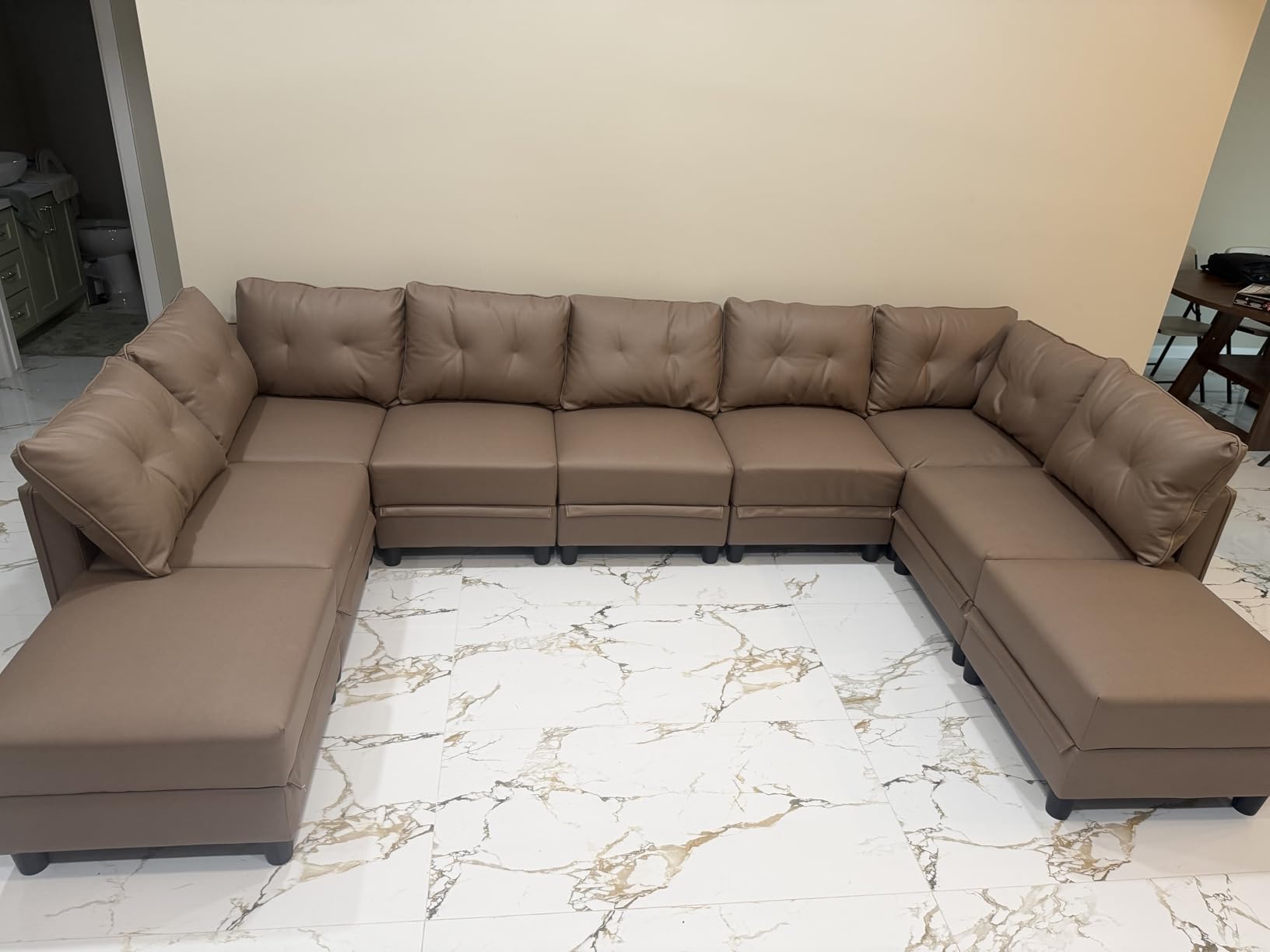 LLappuil Faux Leather Modular Sofa with Storage, Modern Comfy Sectional Couches for Living Room | 8 Seater customer photo 1