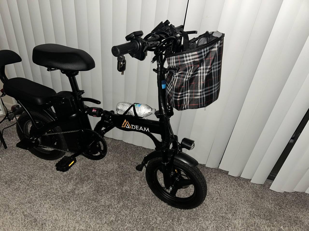 Mdeam Foldable Electric Bike, 500W Motor Compact Adults Commute Ebike 20 MPH Max Speed, 30+ Miles Folding Electric Bicycle with Passenger Seat, 14