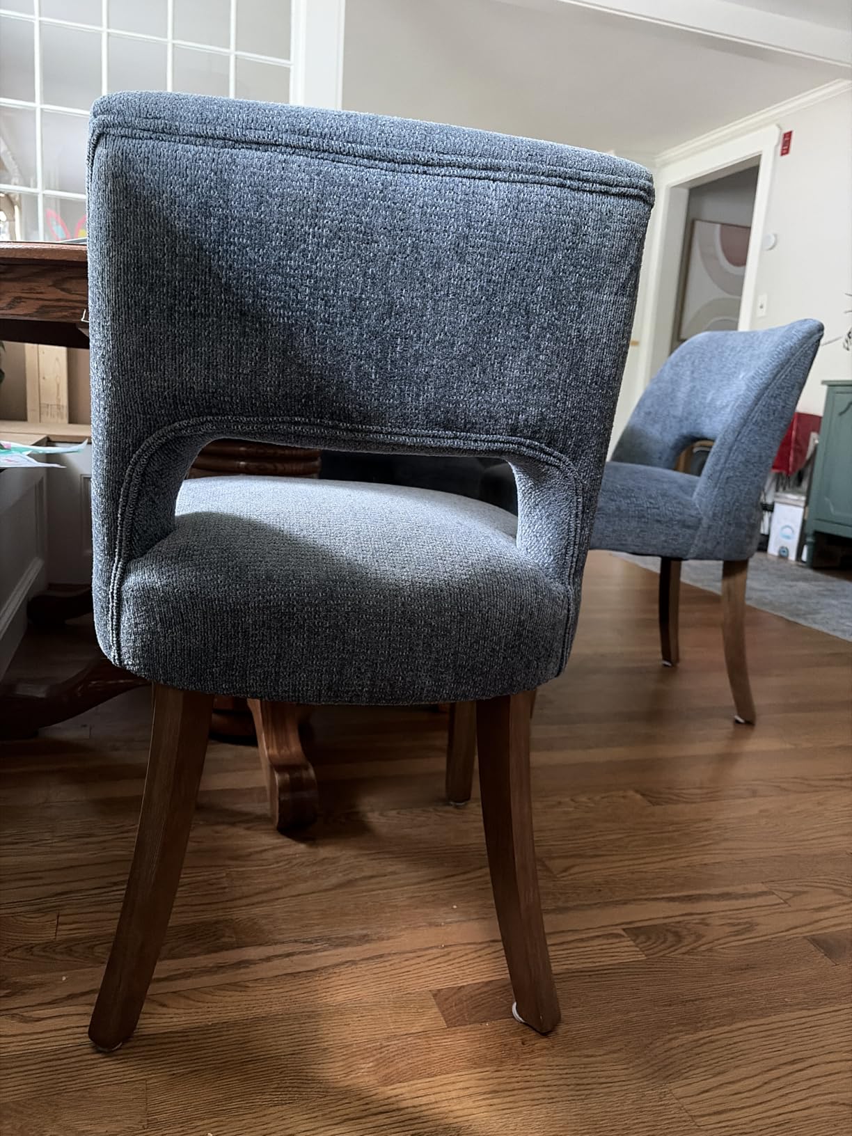 VKNOW Wooden Dining Chairs Set of 6, Modern Fabric Upholstered Dining Room Chair Kitchen Chairs, Farmhouse Dinner Chair for Kitchen Dining Room, Green customer photo 2
