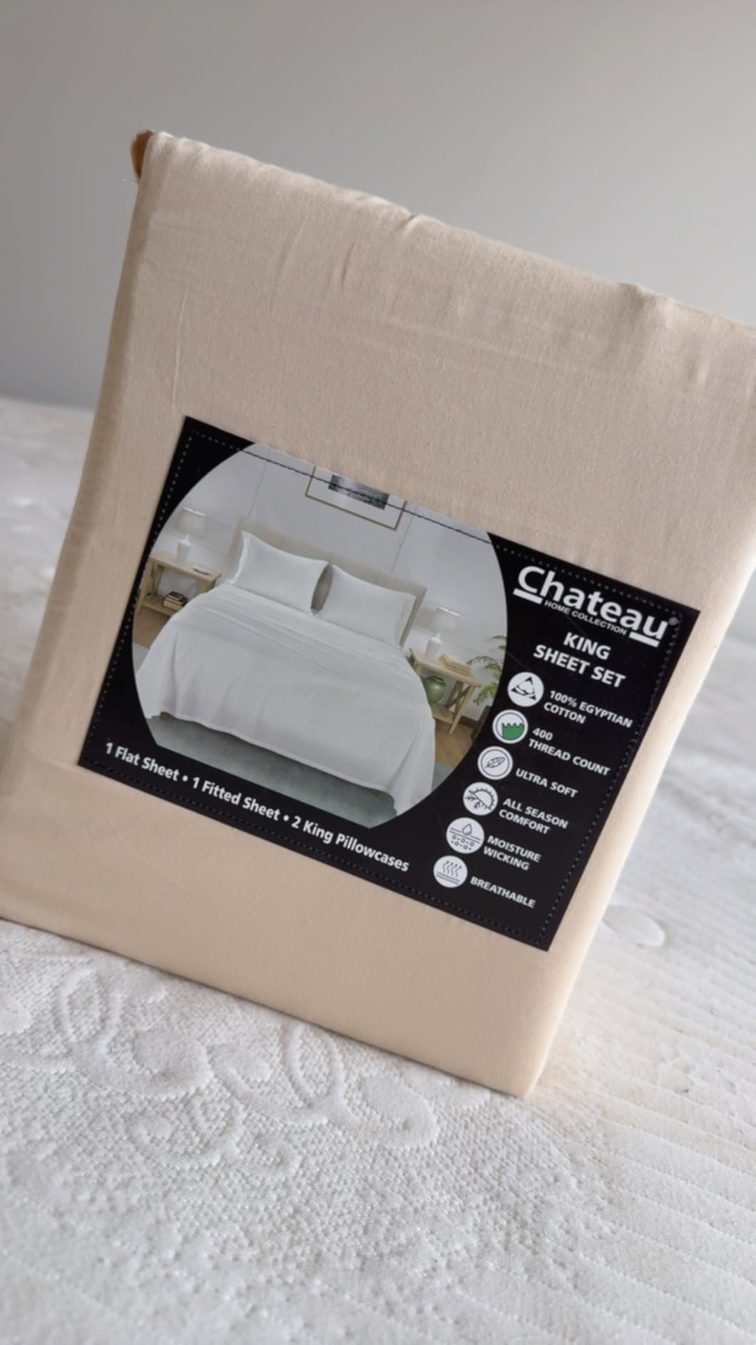 CHATEAU HOME COLLECTION Egyptian Cotton Sheets Queen Size Bed Set, 400 Thread Count Queen Sheet Set, Luxury Sateen Weave Bed Sheets with 15
