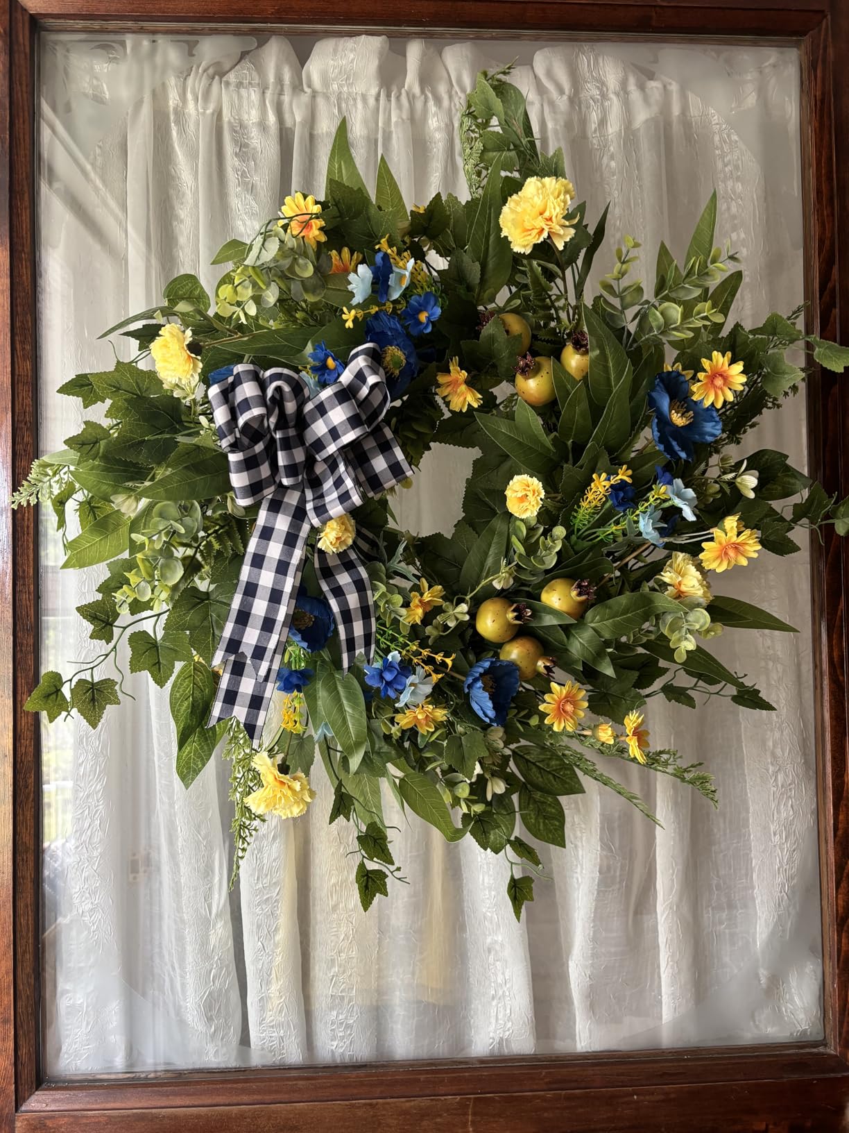 WANNA-CUL 24 Inch Fall Spring Wreaths for Front Door with Hydrangea, Little Pumpkins - Fall Decorations for Home, Fall Door Wreath Decor for Summer, Autumn, Harvest, Halloween or Thanksgiving customer photo 1